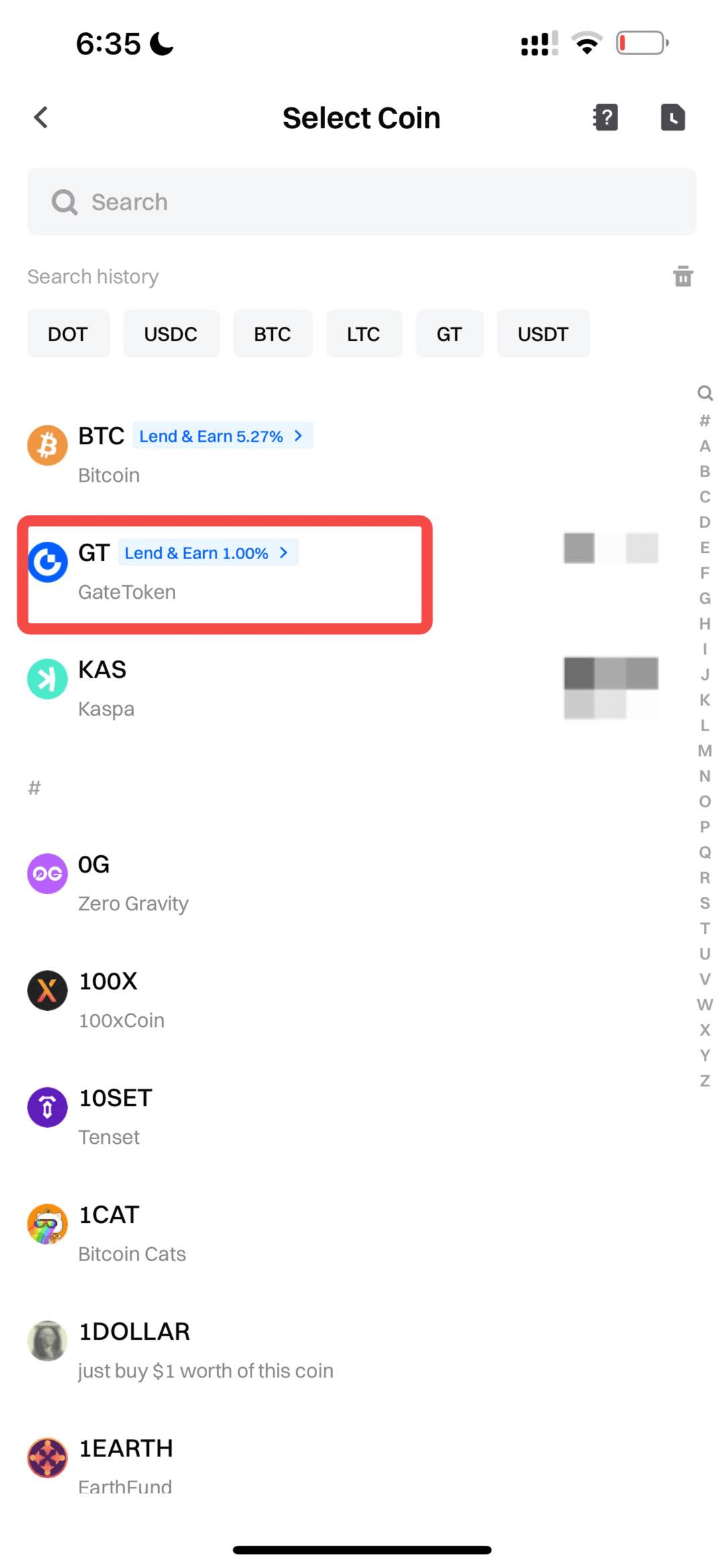 Step 2: Choose GT Token